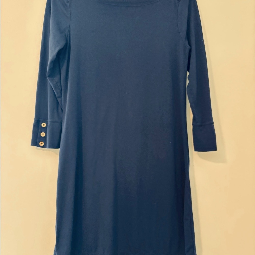 Lilly Pulitzer Navy Long Sleeve Shift Dress with Gold Buttons